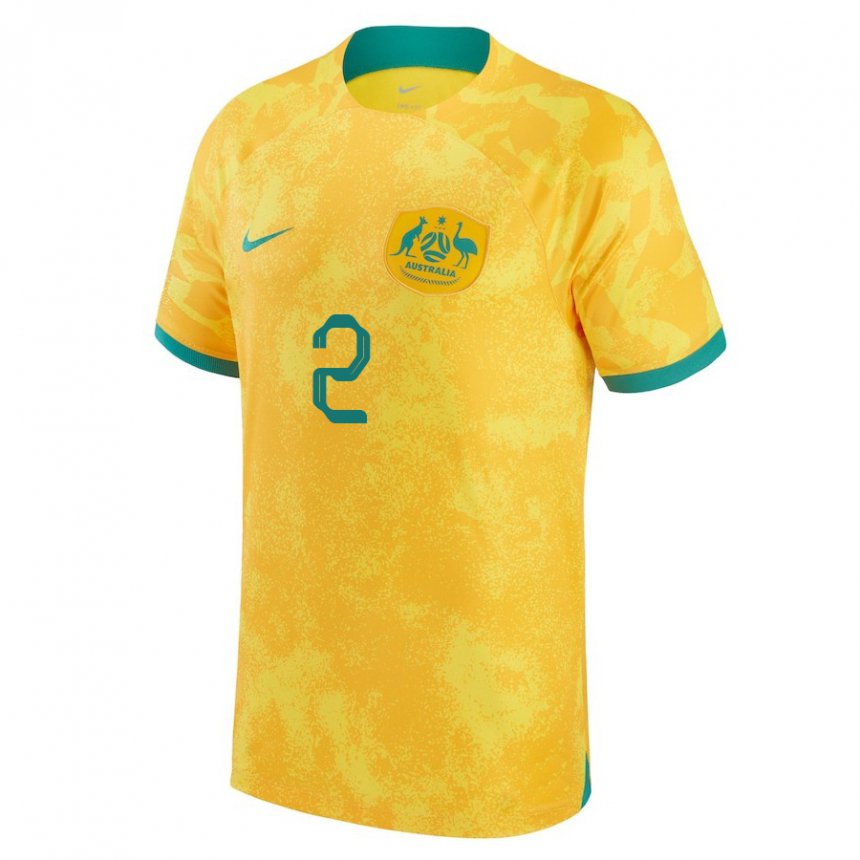 Enfant Maillot Australie Milos Degenek #2 Doré Tenues Domicile 22-24 T-shirt Suisse