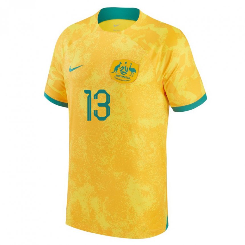 Enfant Maillot Australie Aaron Mooy #13 Doré Tenues Domicile 22-24 T-shirt Suisse