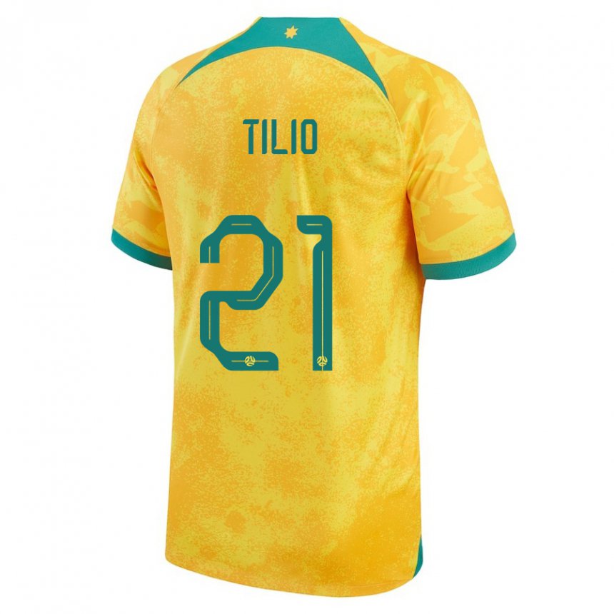 Enfant Maillot Australie Marco Tilio #21 Doré Tenues Domicile 22-24 T-shirt Suisse