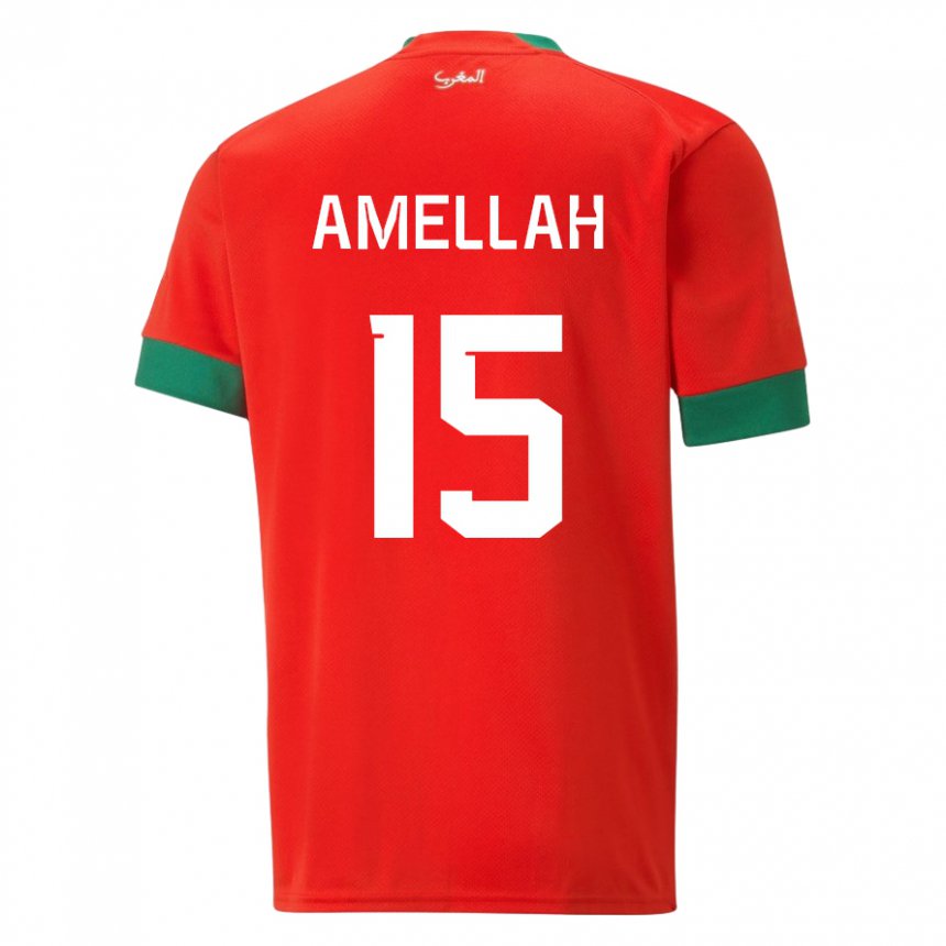 Enfant Maillot Maroc Selim Amellah #15 Rouge Tenues Domicile 22-24 T-shirt Suisse