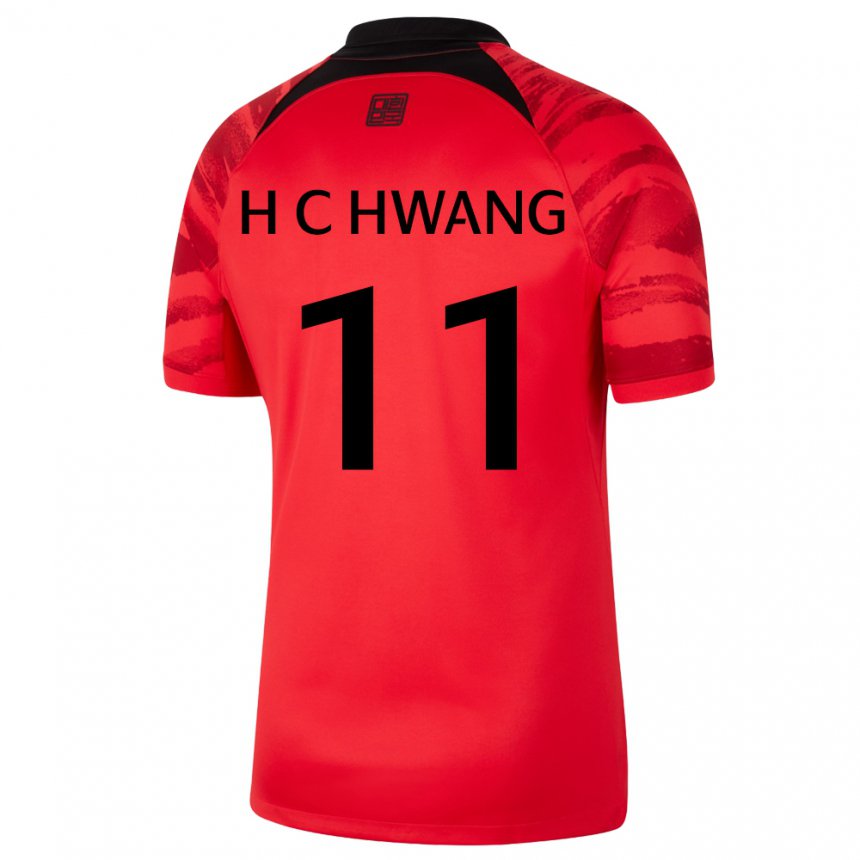Kinder Südkoreanische Hee-chan Hwang #11 Rot Schwarz Heimtrikot Trikot 22-24 T-shirt Schweiz