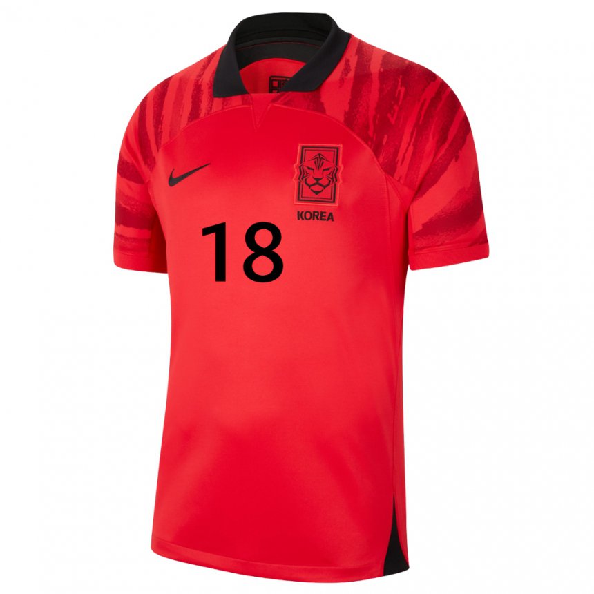 Kinder Südkoreanische Hyun-jun Yang #18 Rot Schwarz Heimtrikot Trikot 22-24 T-shirt Schweiz