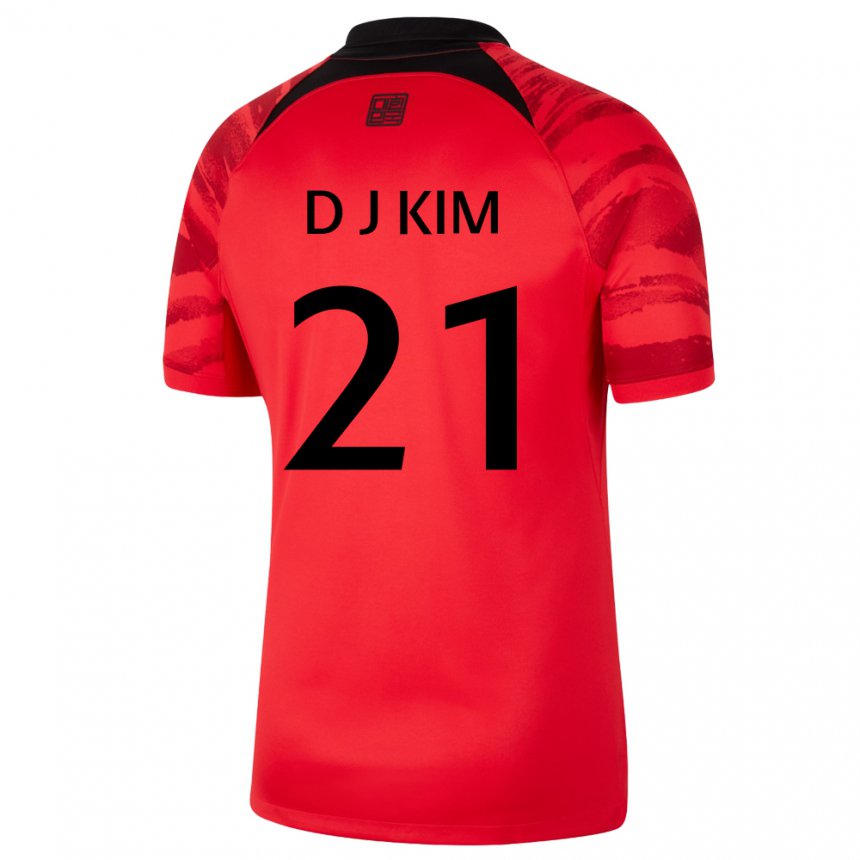 Kinder Südkoreanische Dong-jun Kim #21 Rot Schwarz Heimtrikot Trikot 22-24 T-shirt Schweiz