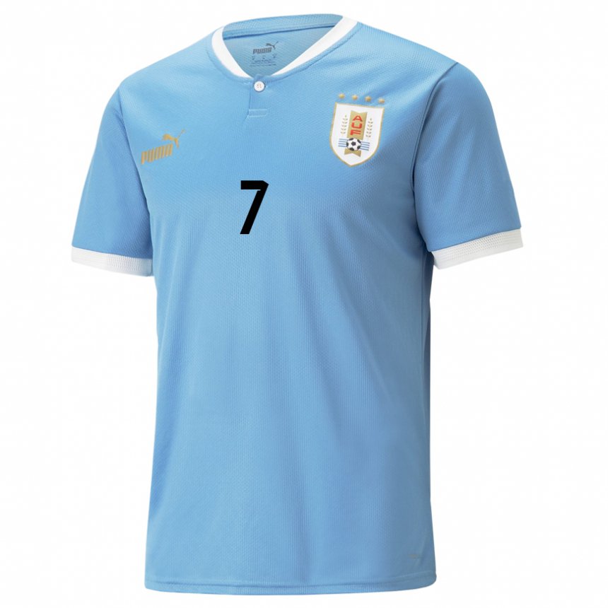 Enfant Maillot Uruguay Nicolas De La Cruz #7 Bleue Tenues Domicile 22-24 T-shirt Suisse