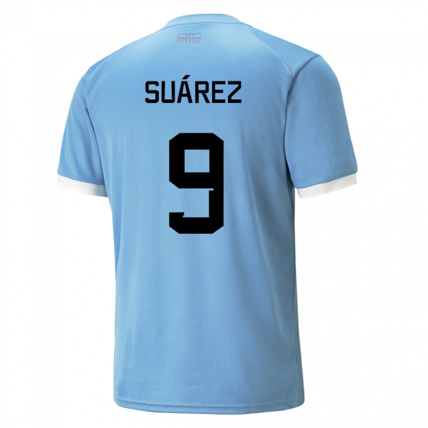 Enfant Maillot Uruguay Luis Suarez #9 Bleue Tenues Domicile 22-24 T-shirt Suisse