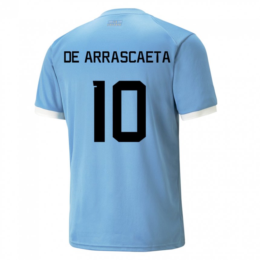 Enfant Maillot Uruguay Giorgian De Arrascaeta #10 Bleue Tenues Domicile 22-24 T-shirt Suisse