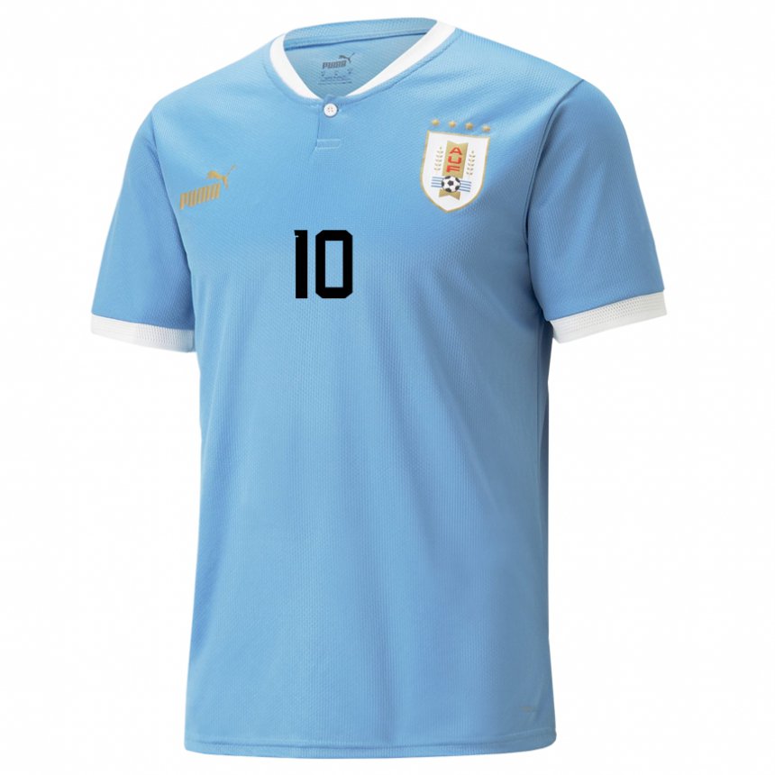 Enfant Maillot Uruguay Giorgian De Arrascaeta #10 Bleue Tenues Domicile 22-24 T-shirt Suisse