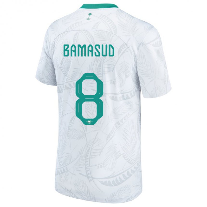 Enfant Maillot Arabie Saoudite Ahmed Bamasud #8 Blanc Tenues Domicile 22-24 T-shirt Suisse