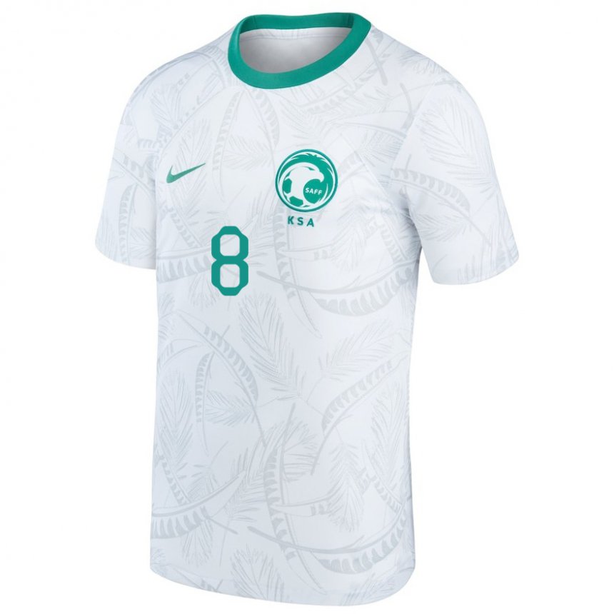 Enfant Maillot Arabie Saoudite Ahmed Bamasud #8 Blanc Tenues Domicile 22-24 T-shirt Suisse