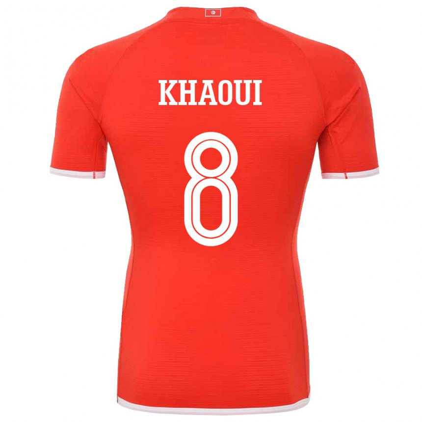 Enfant Maillot Tunisie Saif Eddine Khaoui #8 Rouge Tenues Domicile 22-24 T-shirt Suisse