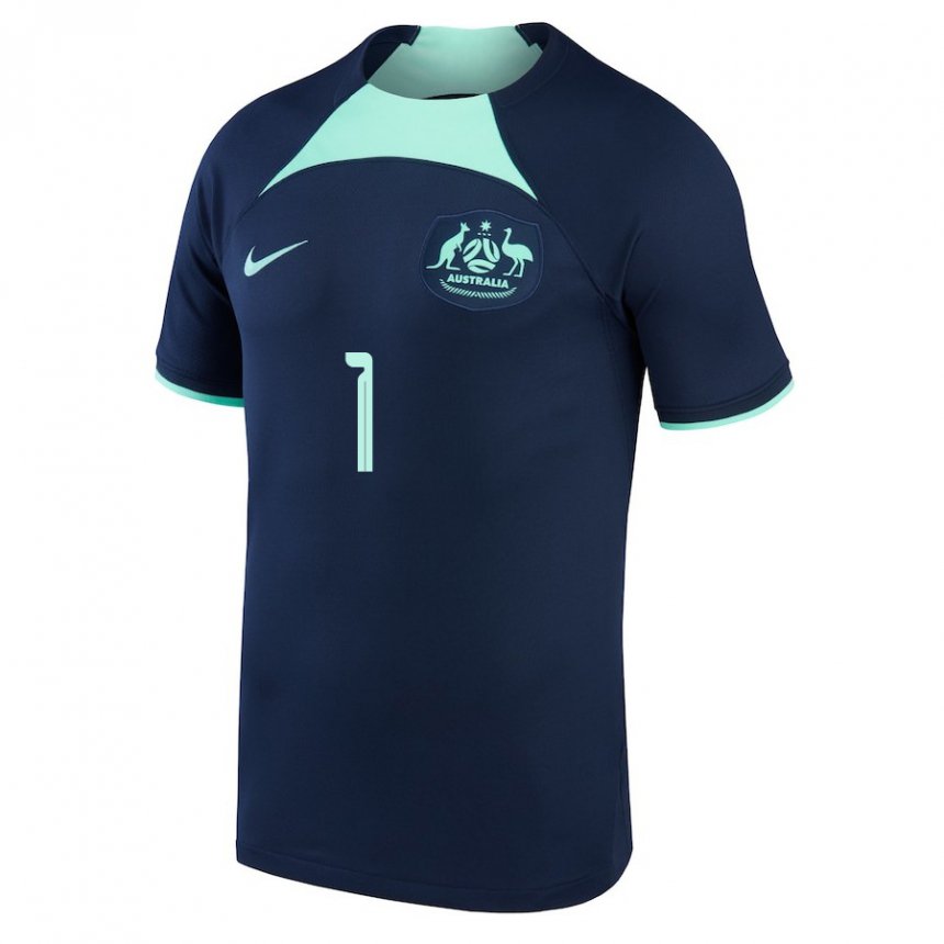 Enfant Maillot Australie Mathew Ryan #1 Bleu Foncé Tenues Extérieur 22-24 T-shirt Suisse