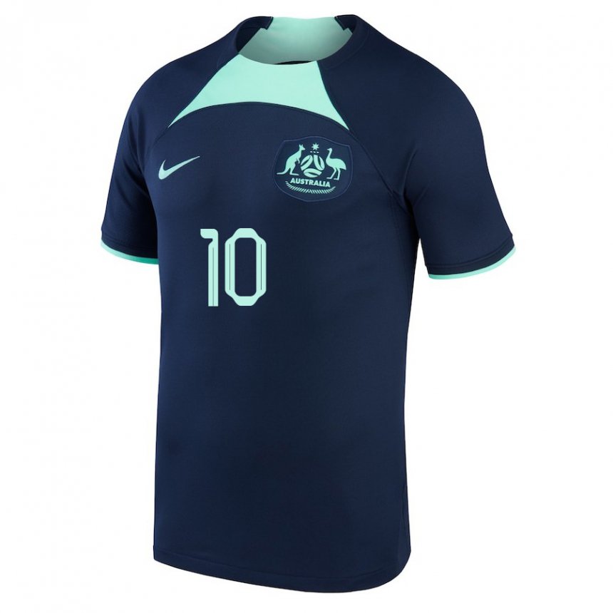 Enfant Maillot Australie Ajdin Hrustic #10 Bleu Foncé Tenues Extérieur 22-24 T-shirt Suisse