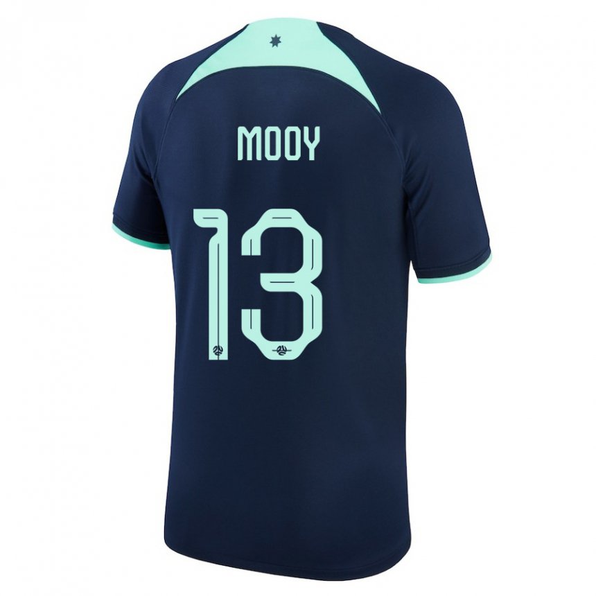 Kinder Australische Aaron Mooy #13 Dunkelblau Auswärtstrikot Trikot 22-24 T-shirt Schweiz
