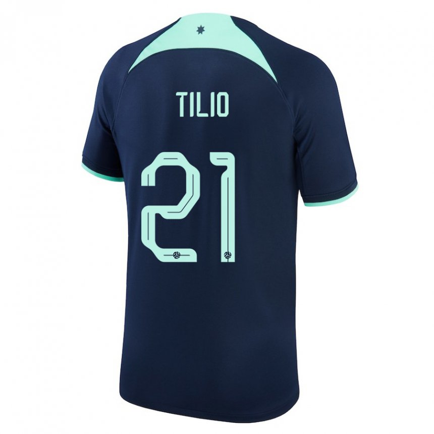 Enfant Maillot Australie Marco Tilio #21 Bleu Foncé Tenues Extérieur 22-24 T-shirt Suisse