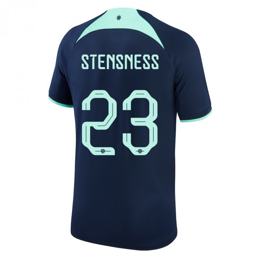 Enfant Maillot Australie Gianni Stensness #23 Bleu Foncé Tenues Extérieur 22-24 T-shirt Suisse