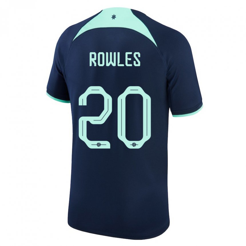 Enfant Maillot Australie Kye Rowles #20 Bleu Foncé Tenues Extérieur 22-24 T-shirt Suisse