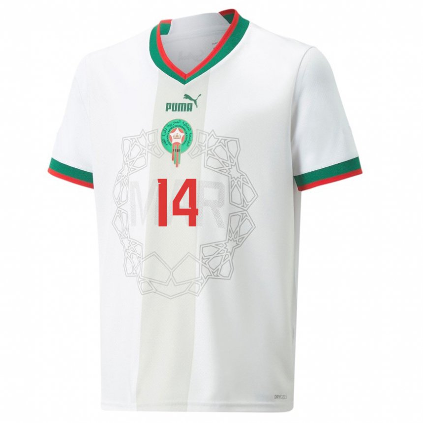 Enfant Maillot Maroc Zakaria Aboukhlal #14 Blanc Tenues Extérieur 22-24 T-shirt Suisse