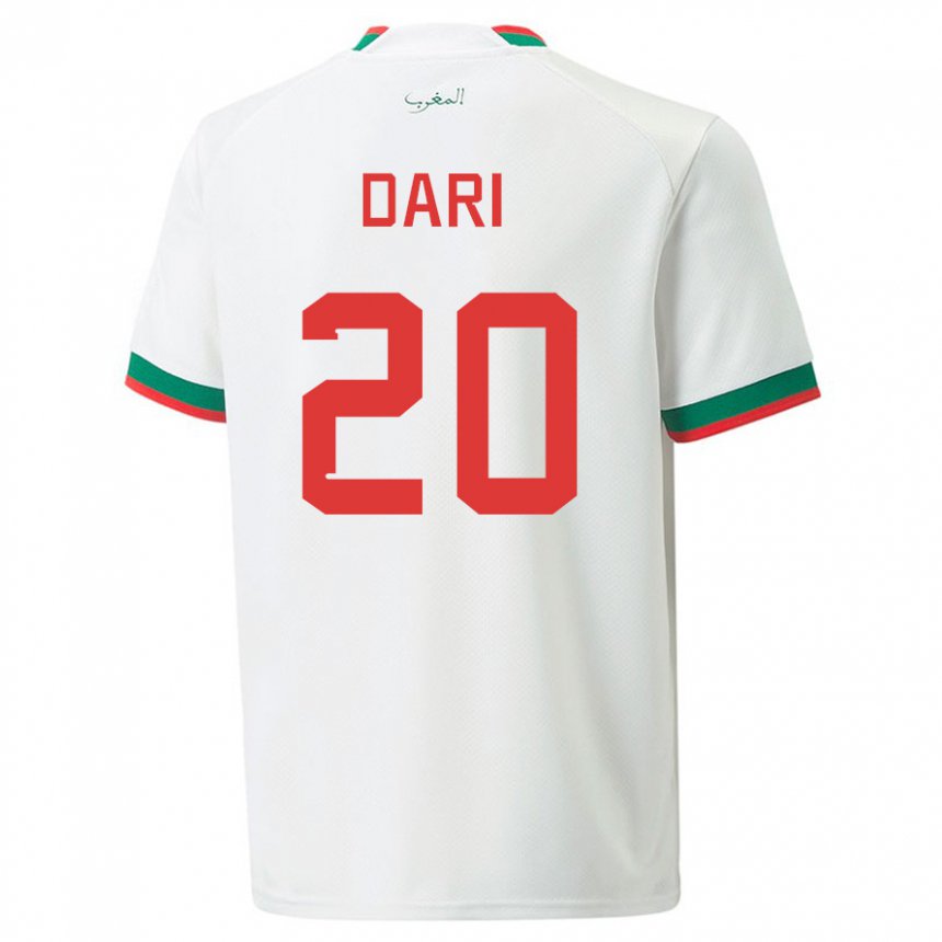 Enfant Maillot Maroc Achraf Dari #20 Blanc Tenues Extérieur 22-24 T-shirt Suisse