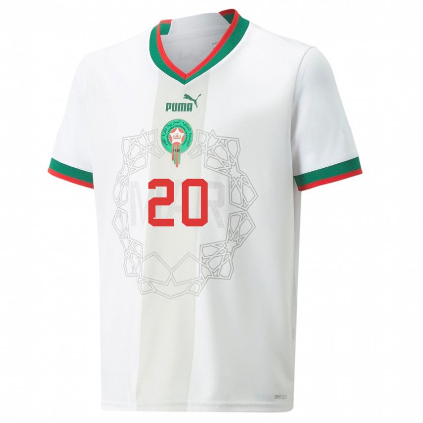 Enfant Maillot Maroc Achraf Dari #20 Blanc Tenues Extérieur 22-24 T-shirt Suisse