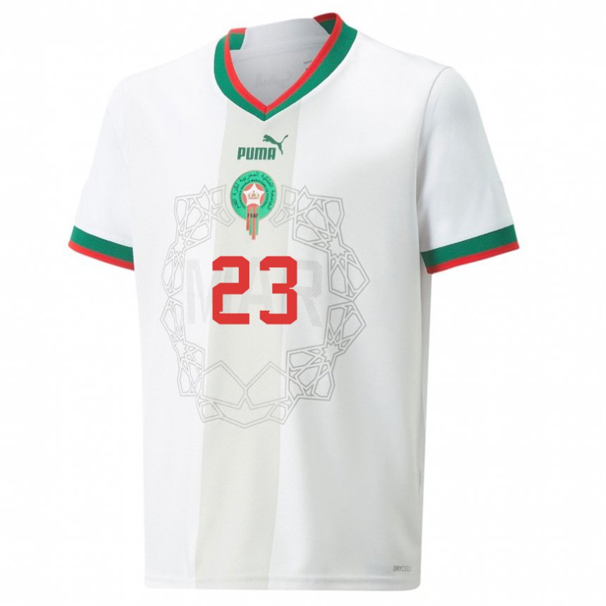 Enfant Maillot Maroc Ryan Mmaee #23 Blanc Tenues Extérieur 22-24 T-shirt Suisse