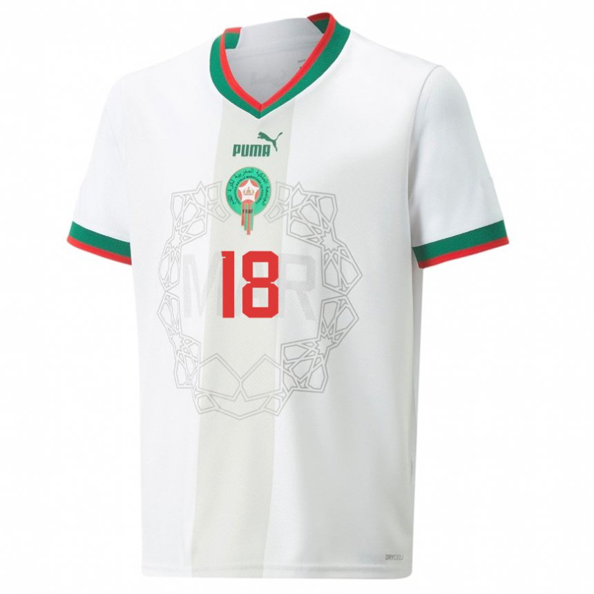 Enfant Maillot Maroc Amine Harit #18 Blanc Tenues Extérieur 22-24 T-shirt Suisse