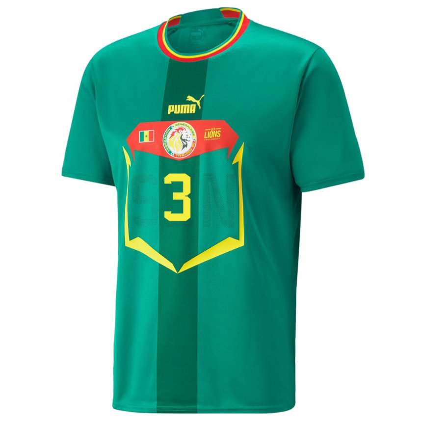 Enfant Maillot Sénégal Kalidou Koulibaly #3 Verte Tenues Extérieur 22-24 T-shirt Suisse