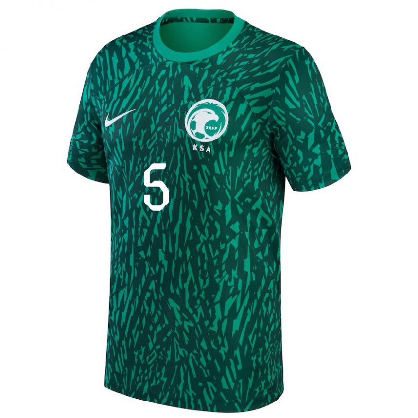 Enfant Maillot Arabie Saoudite Ali Al Bulayhi #5 Vert Foncé Tenues Extérieur 22-24 T-shirt Suisse