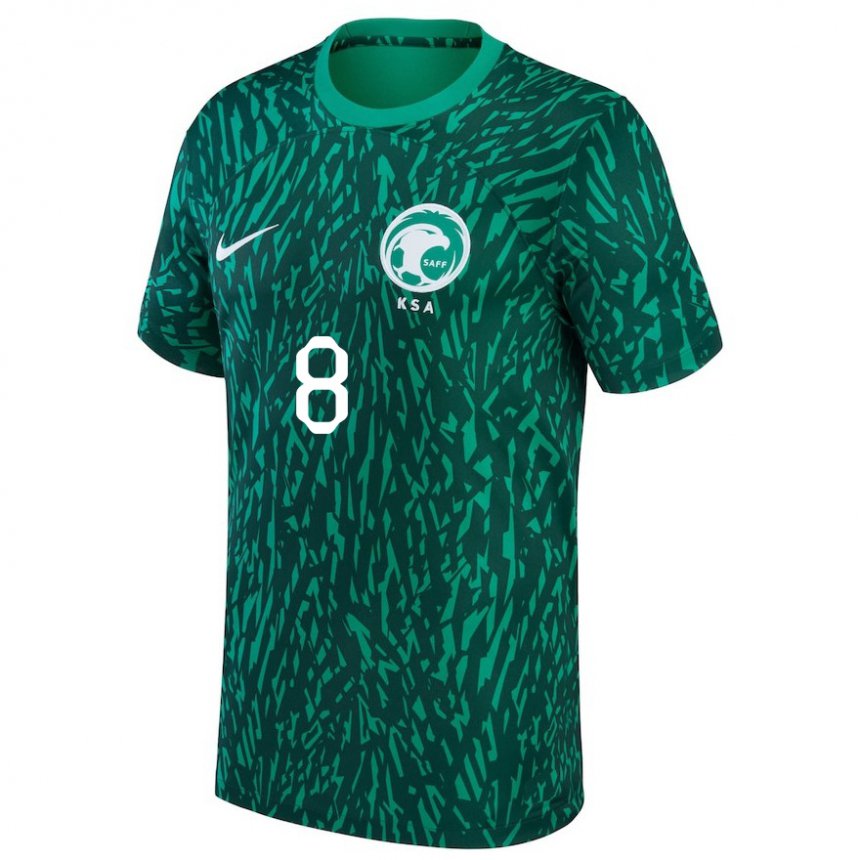 Enfant Maillot Arabie Saoudite Ahmed Bamasud #8 Vert Foncé Tenues Extérieur 22-24 T-shirt Suisse