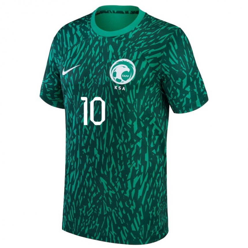 Enfant Maillot Arabie Saoudite Salem Al Dawsari #10 Vert Foncé Tenues Extérieur 22-24 T-shirt Suisse