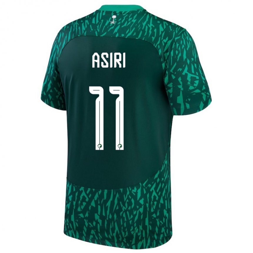 Enfant Maillot Arabie Saoudite Haitham Asiri #11 Vert Foncé Tenues Extérieur 22-24 T-shirt Suisse