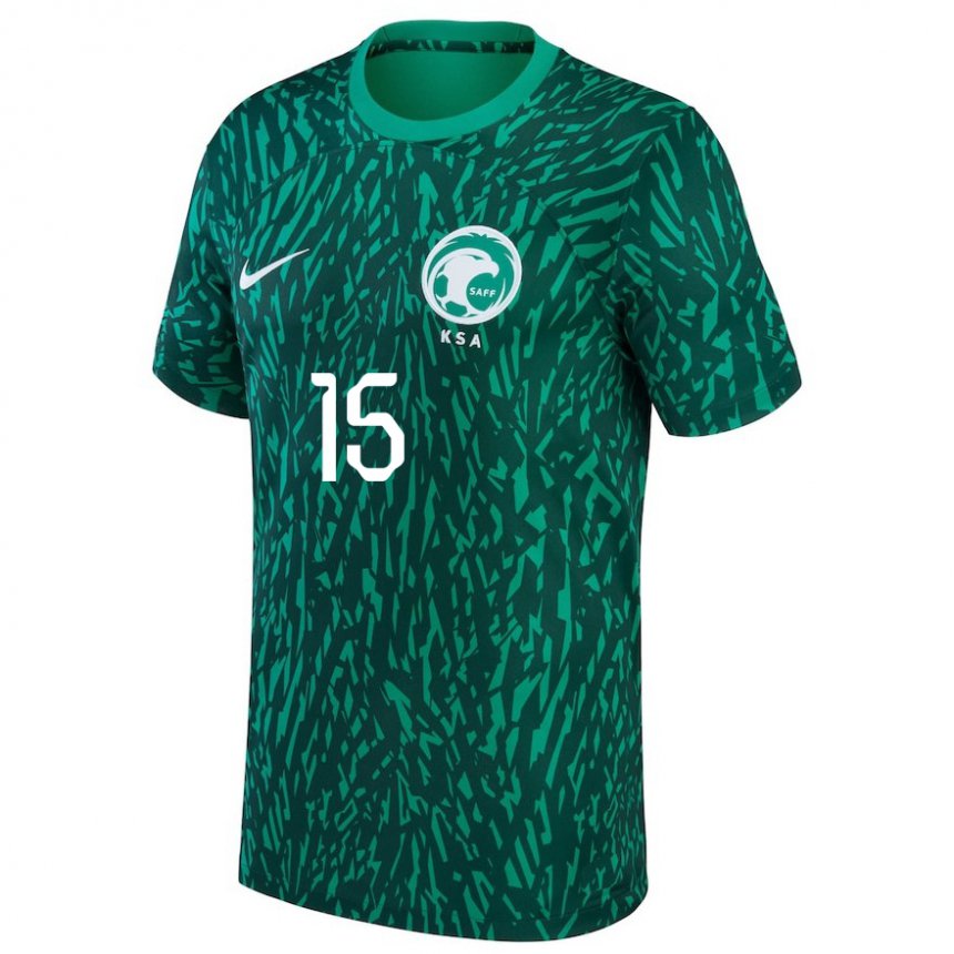 Enfant Maillot Arabie Saoudite Ali Al Hassan #15 Vert Foncé Tenues Extérieur 22-24 T-shirt Suisse