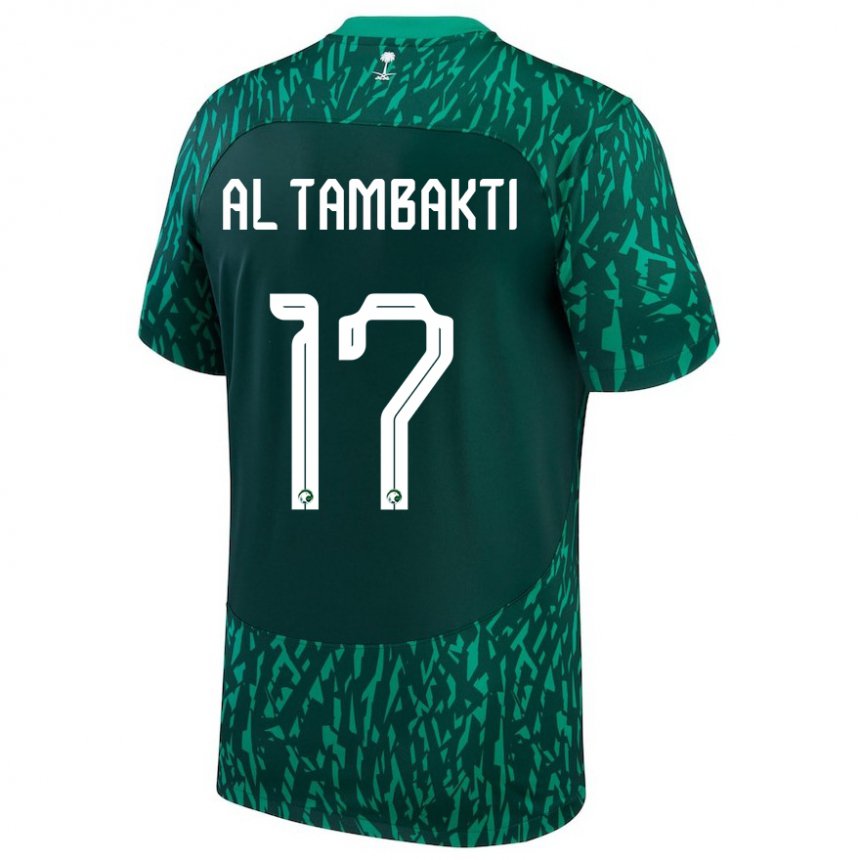 Enfant Maillot Arabie Saoudite Hassan Al Tambakti #17 Vert Foncé Tenues Extérieur 22-24 T-shirt Suisse