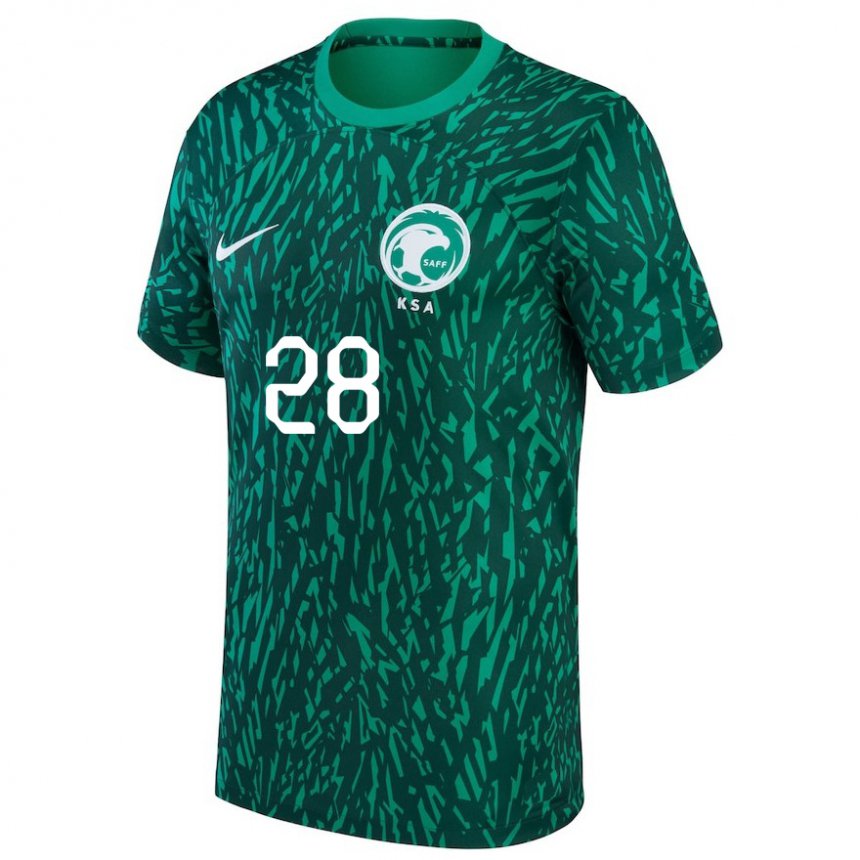 Enfant Maillot Arabie Saoudite Mohamed Kanno #28 Vert Foncé Tenues Extérieur 22-24 T-shirt Suisse