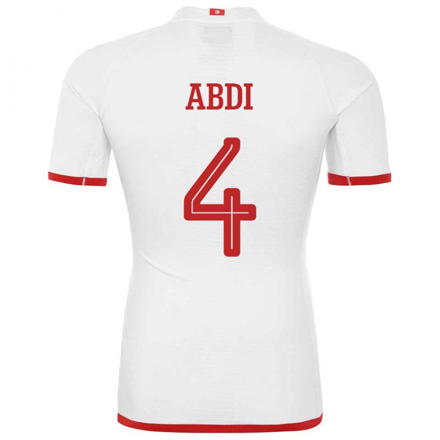 Kinder Tunesische Ali Abdi #4 Weiß Auswärtstrikot Trikot 22-24 T-shirt Schweiz