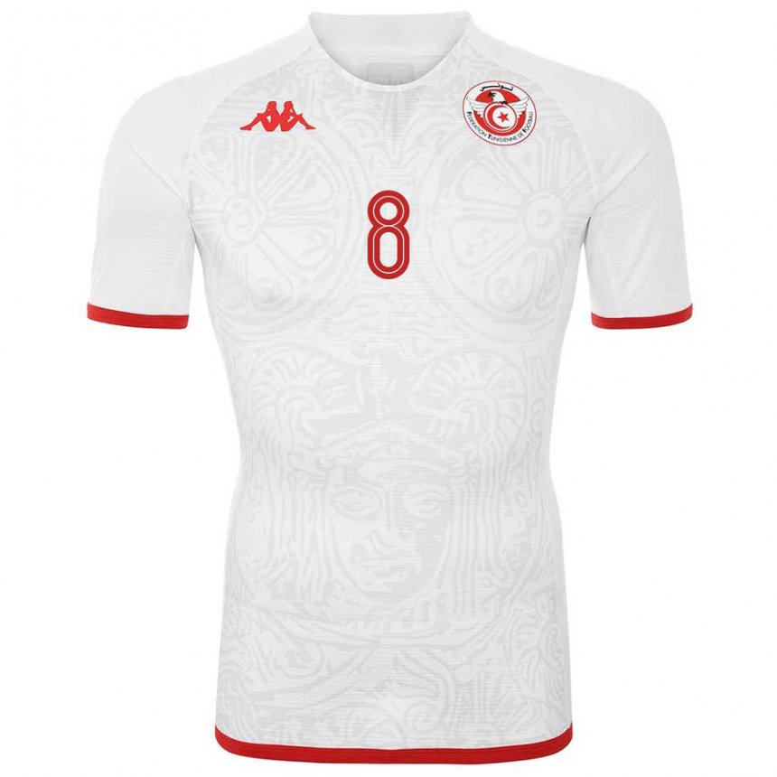 Kinder Tunesische Saif Eddine Khaoui #8 Weiß Auswärtstrikot Trikot 22-24 T-shirt Schweiz