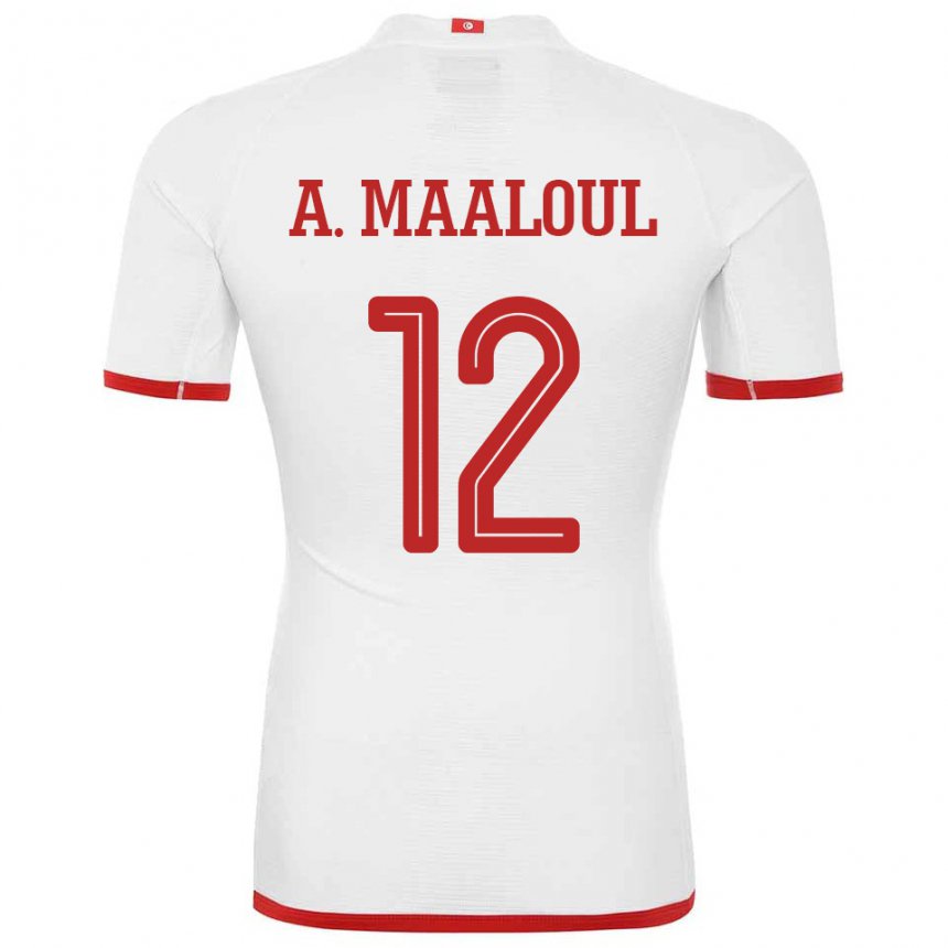 Kinder Tunesische Ali Maaloul #12 Weiß Auswärtstrikot Trikot 22-24 T-shirt Schweiz