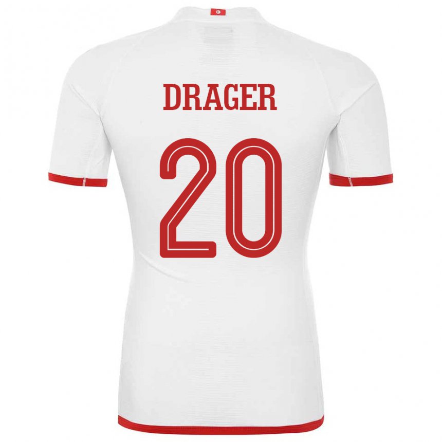 Enfant Maillot Tunisie Mohamed Drager #20 Blanc Tenues Extérieur 22-24 T-shirt Suisse