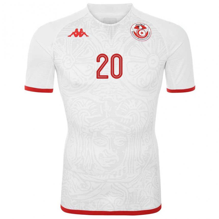 Enfant Maillot Tunisie Mohamed Drager #20 Blanc Tenues Extérieur 22-24 T-shirt Suisse