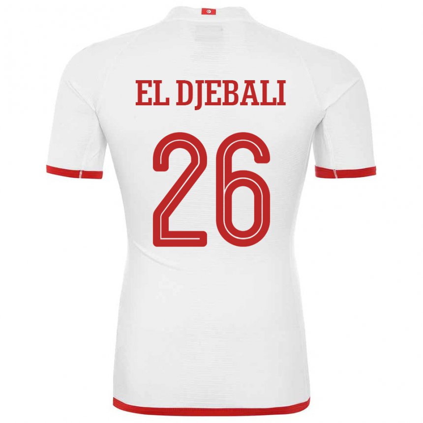 Enfant Maillot Tunisie Chaim El Djebali #26 Blanc Tenues Extérieur 22-24 T-shirt Suisse