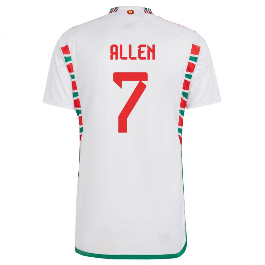 Kinder Walisische Joe Allen #7 Weiß Auswärtstrikot Trikot 22-24 T-shirt Schweiz