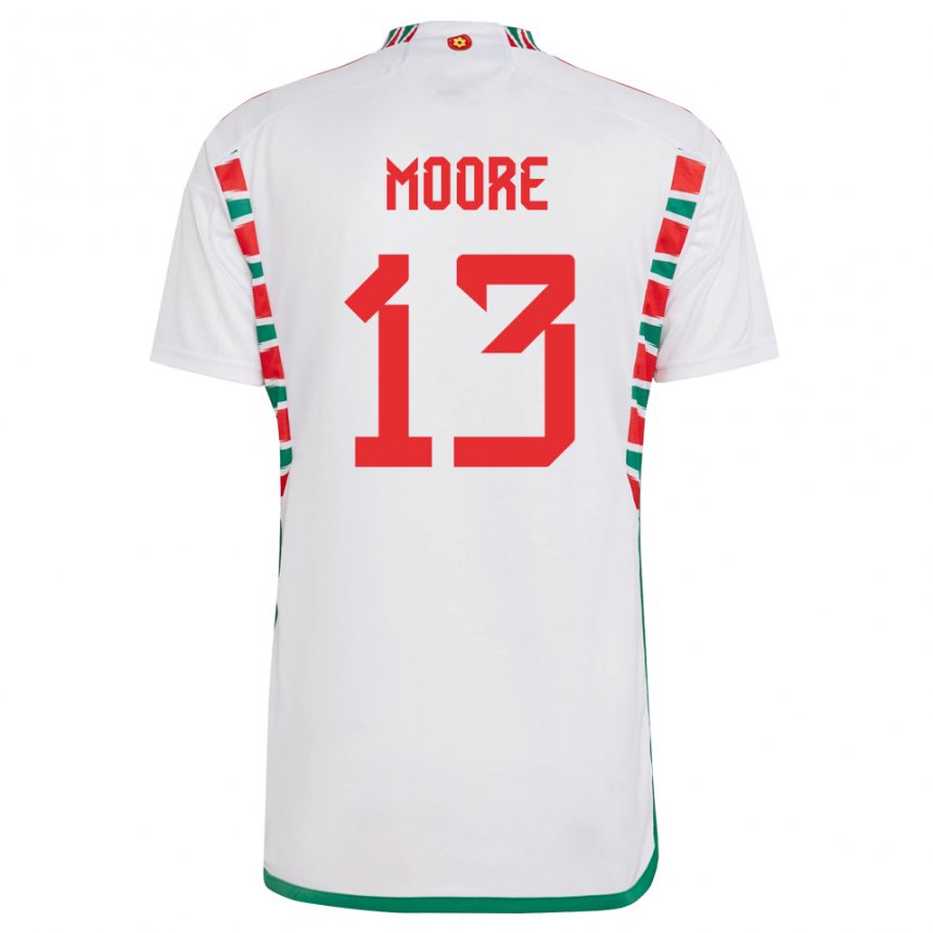 Kinder Walisische Kieffer Moore #13 Weiß Auswärtstrikot Trikot 22-24 T-shirt Schweiz