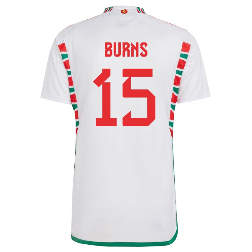 Kinder Walisische Wes Burns #15 Weiß Auswärtstrikot Trikot 22-24 T-shirt Schweiz