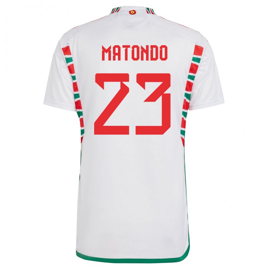 Kinder Walisische Rabbi Matondo #23 Weiß Auswärtstrikot Trikot 22-24 T-shirt Schweiz