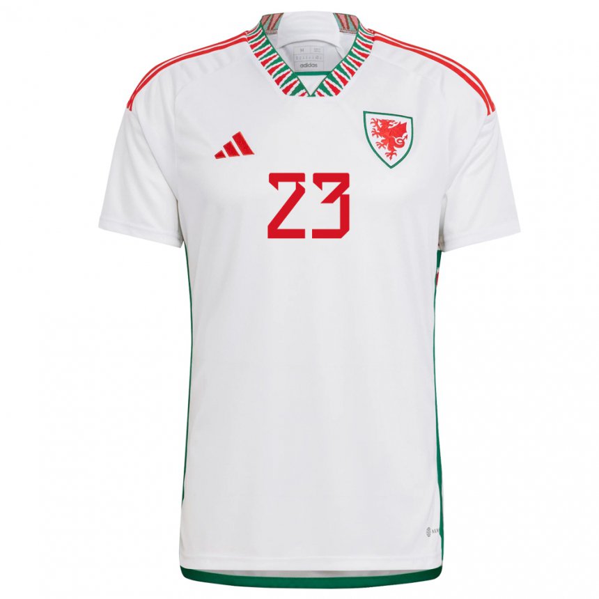 Kinder Walisische Jordan James #23 Weiß Auswärtstrikot Trikot 22-24 T-shirt Schweiz