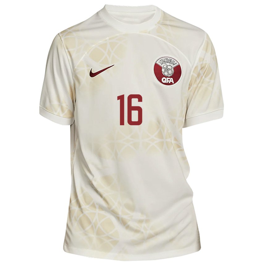 Kinder Katarische Boualem Khoukhi #16 Goldbeige Auswärtstrikot Trikot 22-24 T-shirt Schweiz