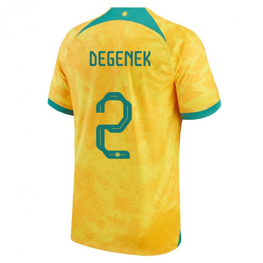 Herren Australische Milos Degenek #2 Gold Heimtrikot Trikot 22-24 T-shirt Schweiz