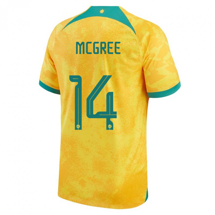 Herren Australische Riley Mcgree #14 Gold Heimtrikot Trikot 22-24 T-shirt Schweiz