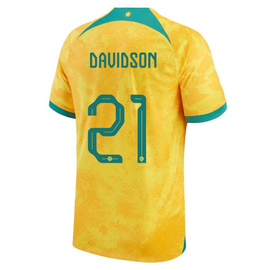 Herren Australische Jason Davidson #21 Gold Heimtrikot Trikot 22-24 T-shirt Schweiz