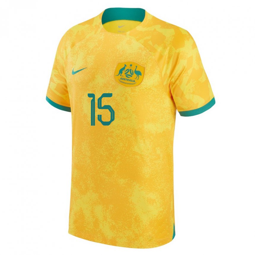 Homme Maillot Australie Nick D'agostino #15 Doré Tenues Domicile 22-24 T-shirt Suisse