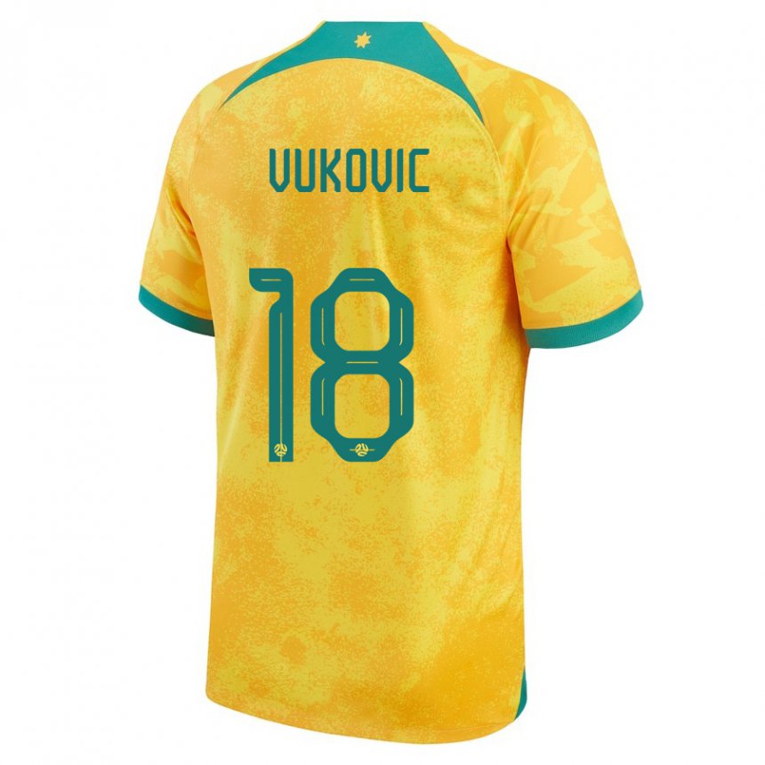Herren Australische Danny Vukovic #18 Gold Heimtrikot Trikot 22-24 T-shirt Schweiz
